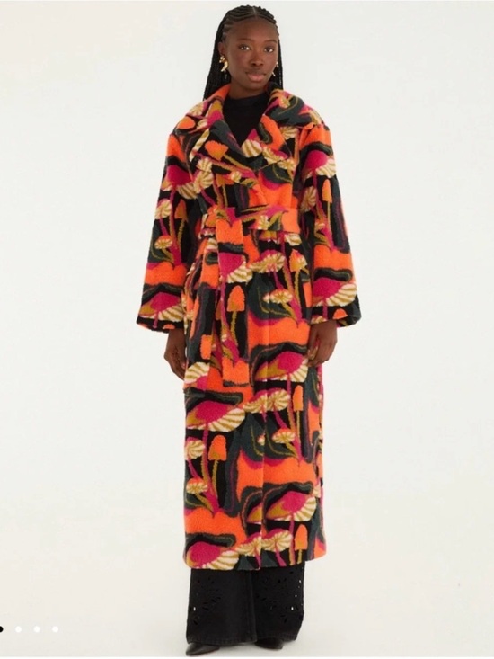 FARM Rio Jackets & Blazers - FARM Rio Vibrant Floral Plush Robe in Orange, Pink & Black